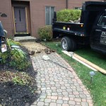 before stamped concrete walkway