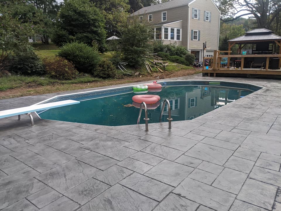Grey stone pool deck